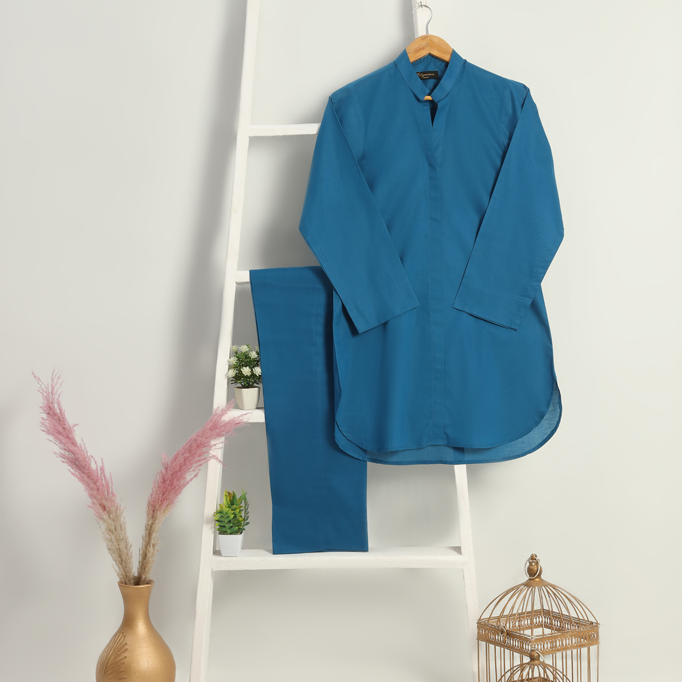 Navy Blue Summer Solid Suit 2 Piece for Women