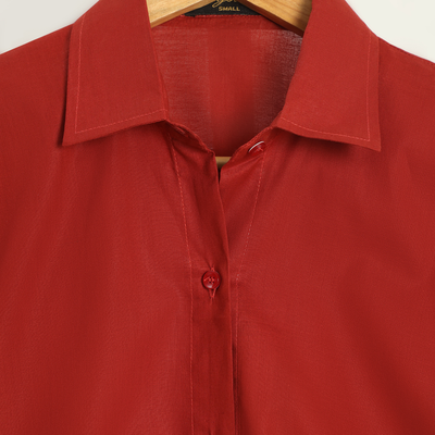 Crimson Grace Solid Suit Maroon 2-Piece Summer Set for Women