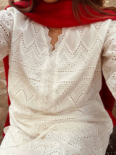 White Whisper Chikankari Suit Luxury Handcrafted 3 Piece for Effortless Elegance