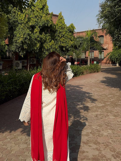 White Whisper Chikankari Suit Luxury Handcrafted 3 Piece for Effortless Elegance