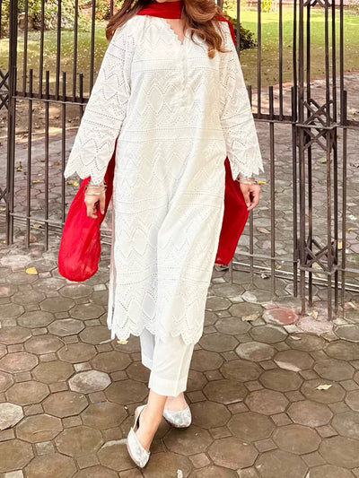 White Whisper Chikankari Suit Luxury Handcrafted 3 Piece for Effortless Elegance