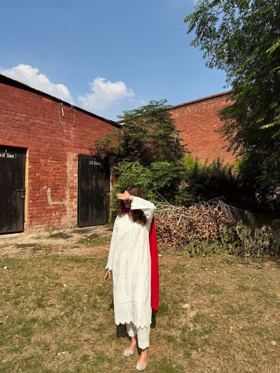 White Whisper Chikankari Suit Luxury Handcrafted 3 Piece for Effortless Elegance