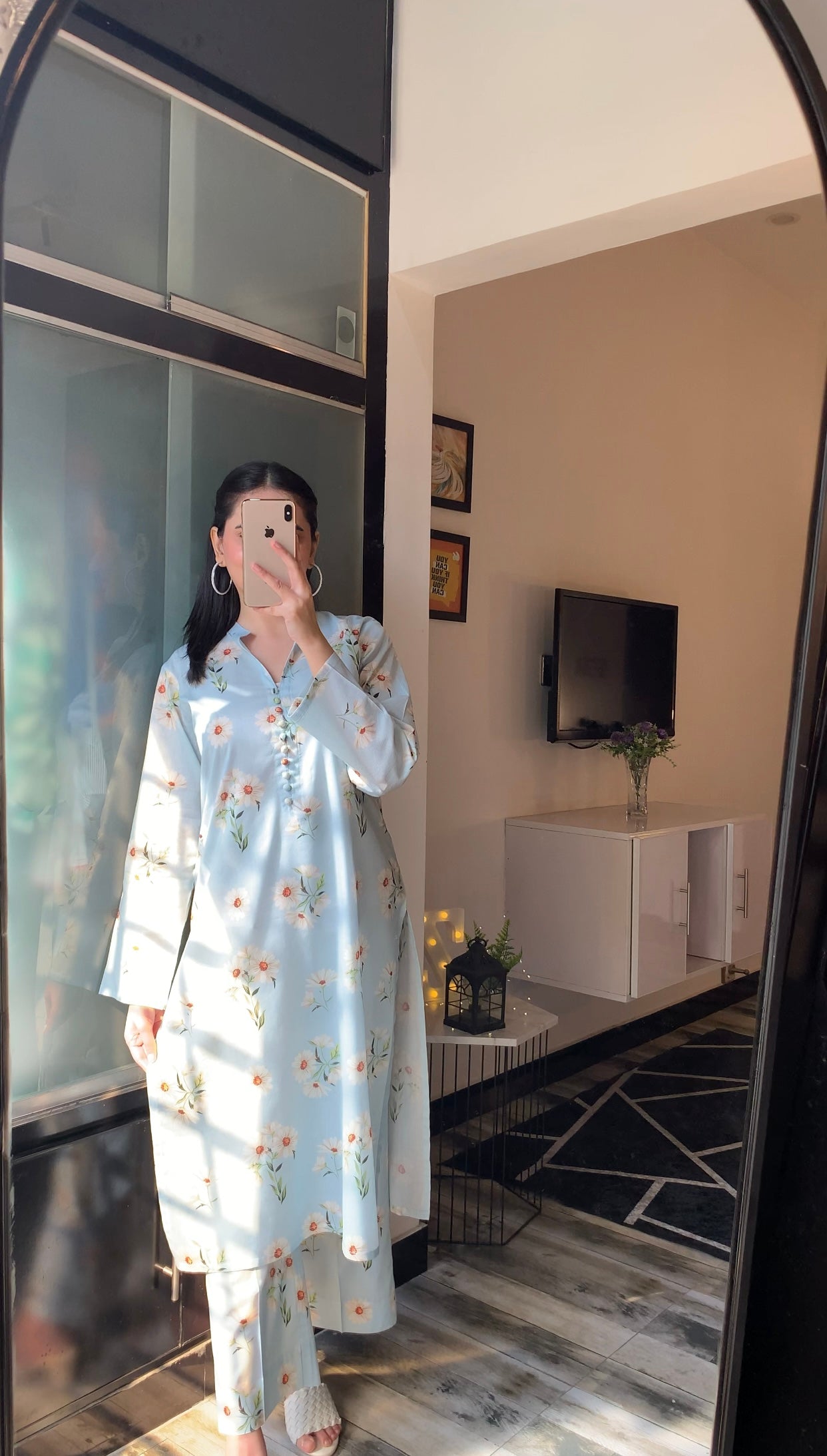 Sunflower Glow Lawn Suit Gray Shalwar Kameez with Sunflower Print for Women