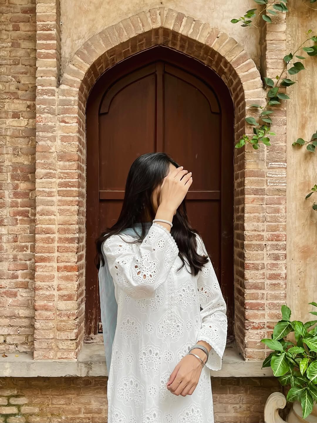 Elegant White Chikankari Suit for Women, Traditional Embroidered 2-Piece Summer Outfit